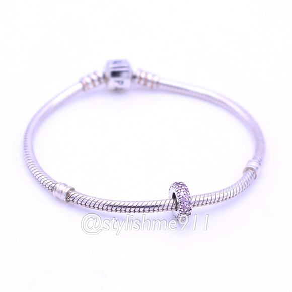 One Authentic PANDORA Sterling Silver Abstract Sparkly Spacer - 791359PCZ - Picture 5 of 8